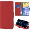 N NEWTOP Cover Compatibile con Samsung Galaxy A15 4G e 5G, HQ Lateral Custodia Libro Flip Chiusura Magnetica Portafoglio Simil Pelle Stand Protezione Completa Case TPU Anti Urto Guscio Base (Rosso)