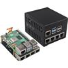 ZDE ZP597 PCIe to 4 Ports 1G Gigabit 1000M Ethernet Network HAT Adapter Expansion Board 1GB 1GBE with Metal Case for Raspberry Pi 5 2GB 4GB 8GB 16GB