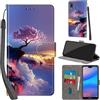 PHINIENLAND Cover per Huawei P20 Lite custodia portafoglio Alberi | 3 scomparti carte, 1 tasca banconote, Chiusura magnetica, Supporto, Pelle PU flip cover per Huawei P20 Lite