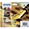 Epson Serie 16XL Penna e Cruciverba - Cartucce originali DURABrite Ultra per Stampante Inkjet, Multipack 4 Colori Formato XL, Stampe Casa/Ufficio fino 450 pagine a colori/500 black, Confezione Retail