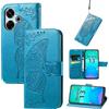 JIUNINE Cover per Xiaomi Redmi 13 4G / Poco M6, Custodia Interno TPU Antiurto Portafoglio con Disegni di Farfalla [Carta Fessura] [Supporto Stand] Cover Libro in PU Pelle per Poco M6 4G, Blu