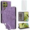 IUQXU Cover per Motorola Moto G86 Power 5G Libro con Pellicola Vetro Temperato [Blocco RFID] Antiurto Supporto Custodia in Pelle Portafoglio per Motorola G 86 Power Moto G86Power Viola
