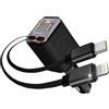 Elitecran 4 In 1 Caricabatteria da Auto Retrattile PD 30W, Caricatore Auto Accendisigari con USB-C/A 12/24V, Adattatore Caricabatteria Auto con Cavi Type-C e LIGHTNING, Caricatore da Auto per Telefono Ricarica