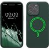 kwmobile Custodia Magnetica Compatibile con Apple iPhone 15 Pro Max - Compatibile con MagSafe - Cover Silicone TPU Magnete - verde muschio