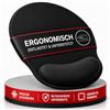 wortek Tappetino per mouse ergonomico con cuscino in gel in memory foam, 23 x 26 cm, tappetino per mouse antiscivolo con poggiapolsi, colore nero
