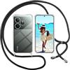 ISOI Cover con Cordino per Realme GT6/ Realme GT 6/Realme GT 6T 5G, Custodia Trasparente con Collana Tracolla Laccio Collo Ultra Sottile Morbido TPU Silicone Antiurto AntiGraffio Case, Nero