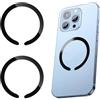 Dewfigs ㅤ 2 Pezzi Anello Universale, Universale Ring in Metallo, Conversione per la Ricarica Wireless Magnetica di Metallo compatibile con iPhone 15/14/14 Plus/14 Pro/14 Pro Max serie 13/12, Galaxy S23, Nero