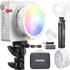 Godox ML100R Kit3 Luce Video LED RGB ca.110W, Riflettore 15° & 36° Incluso, 12900Lux @1m, 1800K-10000K, 14 Effetti FX, Impugnatura Batteria BG02, Godox Mount per Vlog