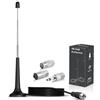 Bingfu Antenna Radio FM DAB Interni 75 ohm Base Magnetica Telescopica Cavo Prolunga da 3 m per Ricevitore Audio Video Casa