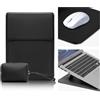 CiimWaa 13,3-14 Pollici Custodia per Laptop, PU Pelle Portatile Sleeve per MacBook Pro 13/14/MacBook Air 13/Surface/Dell/Lenovo/HP/ASUS/Acer, Slim Laptop Case con Stand [13,3-14 Nero]