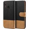 BEZ Cover per Huawei P20 Lite, Custodia Compatibile con Huawei P20 Lite Protettiva in Tela e PU Pelle Portafoglio Flip Cover con Chiusura Magnetica, Nero