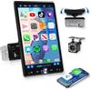 VECHTEL Autoradio 1 Din con Carplay Android Auto senza Fili, 10,4 Pollici IPS 2.5D Schermo Tattile Ruotabile Stereo Auto Supporto Bluetooth 5.2 Mirror Link Radio FM/RDS USB/TF/AUX Telecamera