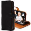 Snakehive Custodia in Vera Pelle per iPhone 15 Pro - Elegante Portafoglio con Supporto per Carte - Design a Libro con Funzione di Supporto - Compatibile con Apple iPhone 15 Pro (2023) - Nero