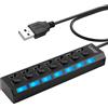 CJMUQHEHH Hub USB 2.0, distributore USB portatile con 7 porte e singoli interruttori LED, Hi Speed Hub con alimentatore di rete per laptop, PC, MacBook e altri dispositivi, portatile e pratico