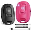 VYVIYON Telecomando Bluetooth per fotocamera iPhone e smartphone Android, telecomando wireless ricaricabile, pulsante selfie per foto e video, cavo di ricarica incluso, confezione da 2, nero e rosa