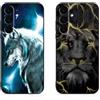 DiaryTown 2 Pezzi Cover per Samsung Galaxy S25 FE 5G Custodia Nero Silicone Morbida Gomma Ultra Back Case con Disegno Motivi Antiurto Protettivo Cover per Galaxy S25 FE 5G - Lupo & Leone