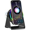 GIM Altoparlante Bluetooth wireless a induzione, design 4 in 1 con RGB, base antiscivolo per telefoni da 4 a 13 pollici, Bluetooth 5.3, riproduzione istantanea, regalo tecnologico perfetto (nero)