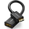 UGREEN Mini HDMI to HDMI Cavo 3D 4K Ethernet e Canali di Ritorno Audio Compatibile con Canon EOS 2000D EOS 4000D, Nikon D3500, Sony, Panasonic Fotocamera, Videocamera con Mini HDMI. Cavo 20CM