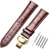 CeiBand Pelle Cinturino Compatibile con 18mm 20mm 22mm 24mm, Vera Pelle Cinturino Fibbia Farfalla in Acciaio Inossidabile Motivo A Coccodrillo Braccialetto per Uomo Donna - Marrone
