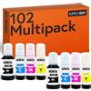 Supply Guy Inchiostro compatibili con Epson 102 per EcoTank ET-4850 ET-2850 ET-2856 ET-3850 ET-4856 ET-15000 (8 Flaconi di Inchiostro da 2x127ml, 6x70ml)