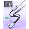 MTAKYI Adattatore da Lightning a Jack per cuffie da 3,5 mm e Lightning, Splitter per Convertitore di Cuffie ad Angolo Retto Compatibile con iPhone 14/13/12/11/SE/X/8 Musica + Ricarica + HiFi
