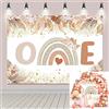 TENCOW Sfondo per feste in stile boho, arcobaleno, per baby shower, 1° compleanno, erba della pampa, bohémien, arcobaleno, decorazione per feste (2,8 x 1,5 m)