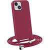 MyGadget Cover per iPhone 14 Plus - Custodia Opaca con Corda - Case con Cordino Antiurto | Bumper con Laccio | Tracolla - Practical Stylish - Bordeaux
