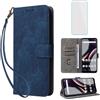 IUQXU Cover per Motorola Moto G82 5G/Motorola Moto G52 4G Libro con Pellicola Vetro Temperato [Blocco RFID] Antiurto Supporto Custodia in Pelle Portafoglio per Motorola G71S 5G Moto G52 4G LTE Blu