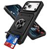 QIWEIQING Custodia per iPhone 17 Pro Max con Slot per Schede, Protezione Fotocamera Metallo Magnetisch Anello Supporto Cover Antiurto TPU Bumper Case Per iPhone 17 Pro Max. Nero LM
