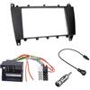 Audioproject A303-10 - Set mascherina autoradio doppio DIN compatibile per Mercedes Benz Classe C W203 S203 CL203 CL203 CLC 2004-2007 adattatore radio adattatore antenna 2 DIN nero