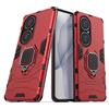 MaiJin Compatibile con Huawei P50 Pro Cover, Custodia Armor Anello Cavalletto (Funziona con il Supporto Magnetico per Auto) Case Paraurti (Rosso)