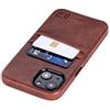 Dockem Custodia a Portafoglio per iPhone 13 con Piastra Metallica Incorporata per Montaggio Magnetico e 2 Tasche Porta Carte di Credito: Pelle Sintetica (Exec M2, 6,1 pollici, Marrone)