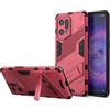 ESTH® Custodia per Oppo Find X5 con Supporto [Compatibile con Supporto Magnetico per Auto] Cover Paraurti PC + TPU, Rosa rossa