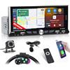 Inefala Autoradio bluetooth 1 Din con Wireless Carplay e Android Auto Radio con Schermo da 6,9 Pollici con Bluetooth, Mirror Link, Supporta FM/RDS, EQ, USB, Type C, Ricarica USB