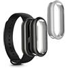 kwmobile Set 2x Custodia Smartwatch Compatibile con Xiaomi Mi Band 10 / Smart Band 10 Cover - Case Silicone Protezione Orologio Fitness nero/argento