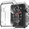 NEW'C 2 Pezzi Cover + Pellicola Prottetiva per Apple Watch Series 3/2/1 42mm - Custodia HD con protezione in vetro temperato integrata per Apple Watch 42mm Serie 3/2/1 - Trasparente