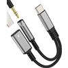 Kefiany Adattatore tipo C a jack 3,5 mm cuffie audio (2 in1) adattatore cavo caricabatterie USB C per iPhone 16 15 Pro per iPad compatibile con Samsung Headphone microfono connettore per Apple Ausiliare Auto