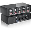 BolAAzuL Interruttore audio AUX + RCA L/R da 3,5 mm, 4 in 1 uscita, bidirezionale, selettore audio stereo BolAAzuL 4 x 1 passivo a/b analogico, nessun bisogno di alimentazione