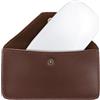 kwmobile Custodia Mouse Wireless Compatibile con Apple Magic Mouse/ThinkPad Mouse/Pebble Mouse/Xiaomi Mouse Cover - Astuccio in Vera Pelle Elegante - 13,5 x 8 cm - Marrone Scuro