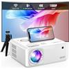 VISSPL [6D/4P Correzione Trapezoidale] Proiettore 4k Supporta WiFi Bluetooth 21000L, VISSPL Proiettore 1080P Full HD Nativo Home Cinema, 50% Zoom, PPT, Portatile Videoproiettore per TV Stick Smartphone PS5