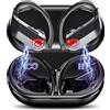 Mosyxe Cuffie Bluetooth, Auricolari Bluetooth 5.3 Stereo HiFi con 4 ENC Mic, 40 Ore di Durata, Cuffiette Bluetooth Cancellazione Rumore con LED Display, Touch Control, IPX7 Impermeabili Cuffie Wireless, Nero