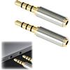 JiaHeHe 3,5 mm maschio a jack da 2,5 mm, adattatore jack audio, adattatore per cuffie stereo, 4 poli, alloggiamento in metallo, placcato oro, 2 pezzi, per cuffie cellulari, microfono, da 3,5 mm a 2,5