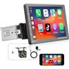 Podofo A-pple Carplay Autoradio Android Auto Radio, Schermo IPS Staccabile da 9 Pollici, Autoradio Stereo DIN Singolo con i-Phone e Android Mirror Link/Bluetooth/SWC/FM/AUX/EQ + Telecamera Posteriore