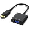 YLK Adattatore DisplayPort a VGA 1080P (maschio a femmina) compatibile con Lenovo, Dell, HP, ASUS, PC, Screen, Proiettore (nero)