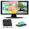 Rimoody 4K Telecamera Posteriore 4 Telecamere Set con Wireless Carplay Android Auto,10,36 Pollici Monitor 4 Diviso schermo, Bluetooth/Trasmettitore FM/Loop Video/WiFi Video per Camion/Bus/LKW/Furgone/Roulotte