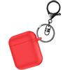LJLB Custodia Compatibile con AirPods, Copertina Protettiva in Silicone Compatibile con Apple AirPods 2 e 1, Supporta la Ricarica Wireless, con LED Frontali, con Un Portachiavi, Rosso