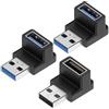 Yewseas 3 PCS Adattatore USB 90 Gradi Adattatore USB 3.1 Maschio a Femmina, Velocità di Trasferimento Fino a 10Gbps, 5V, 3A, Compatibile con PC, Laptop, Smartphone e Tablet