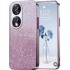 PanXCase Glitter Cover per Honor X7b 4G / Honor X7b 5G / Honor 90 Smart - Custodia Trasparente Bling Disegni Elegante Brillantini Ultra Sottile Antiurto Ragazza Donna Cover (Rosa)