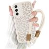 Coalbooliy Cover con Cordino per Samsung Galaxy A13 5G 6,5'', Silicone Morbido Custodia Aesthetic Leopardo Bianco Mädchen Modello Disegni Collana Protezione Fotocamera Antiurto Protettiva Case, 01