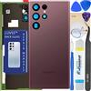 LUVSS Coperchio Copribatteria Scocca Vetro Posteriore Imposta per Samsung Galaxy S22 Ultra SM-S908 (Burgundy Purple)